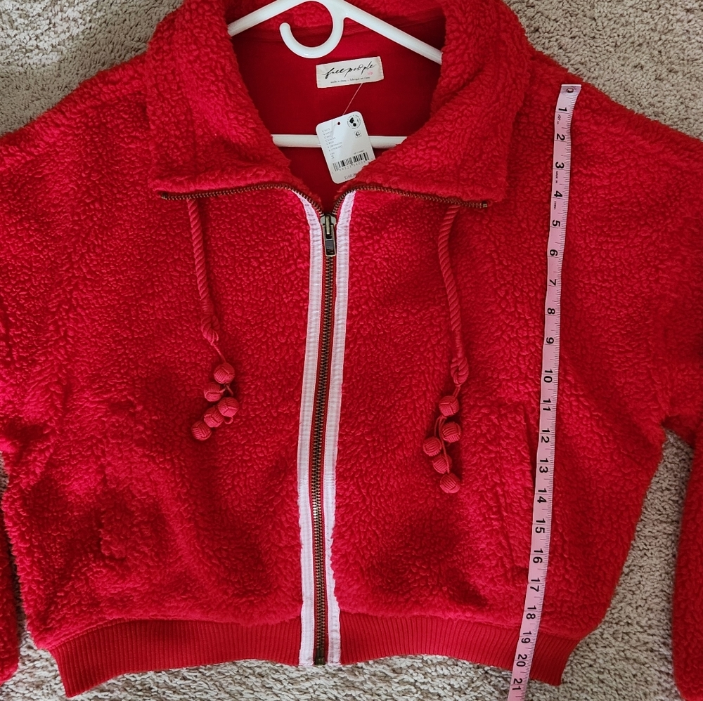 Free People Women's Red Alpine Sherpa  Fleece Jacket Sz. Small - Picture 7 of 8